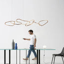 Rose Gold LED Chandelier – Modern Circle Rings Lustre, Hanging Lights for Home Decor