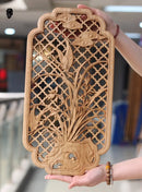 Handcrafted Camphor Wood Carving Wall Art – Chinese Classical Hollow Design for Elegant Home Decoration