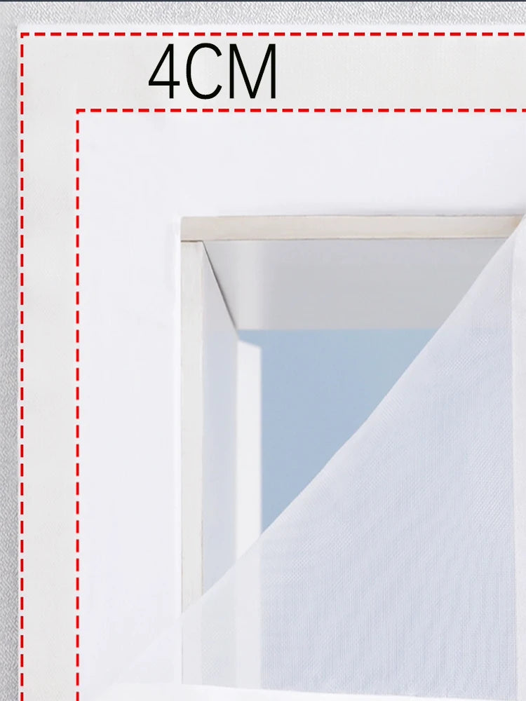 White Magnetic Screen Door – Mosquito Proof Diamond Mesh Curtain with Self-Adhesive Design