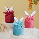 10Pcs/lot Easter Bunny Rabbit Bags Ears Velvet Bag Gift Box Sugar Box Wedding Candy Box Creative Cute Easter Decor Mixed Colour