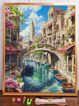 DIY Embroidery Kit River Town Pattern Cross Stitch 11CT Cotton Handicraft for Home Decor