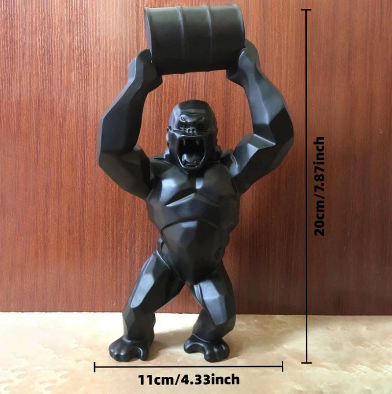 Modern Gorilla Resin Figurine – Creative Lift the Bucket Sculpture for Living Room & Tabletop Decor