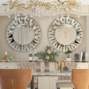 Decorative 32" Round Sunburst Wall Mirror – Modern Silver Glass, Wall-Mounted Beveled Circle Accent