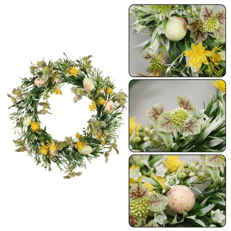 Artificial Easter Wreath Easter Decorations 5 Style Bow Ribbon Easter Eggs Wreath Happy 2024 Easter Day Decor For Home Kids