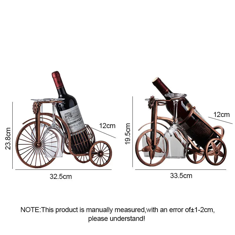 YOMDID Creative Carriage Bike Wine Rack Wine Glass Holder Retro Wine Bottle Display Rack Bar Dining Table Decor Wine Organizer