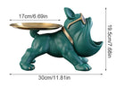 Resin Bulldog Figurine with Storage Cute Dog Sculpture Ornament for Home & Desktop Decor