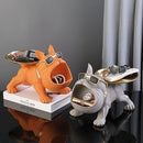 Resin Bulldog Figurine with Storage Cute Dog Sculpture Ornament for Home & Desktop Decor