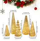 LED Trees Set of 5 Gold 3D Printed Modern Illuminated Christmas Figurines for Home, Party & Xmas Décor