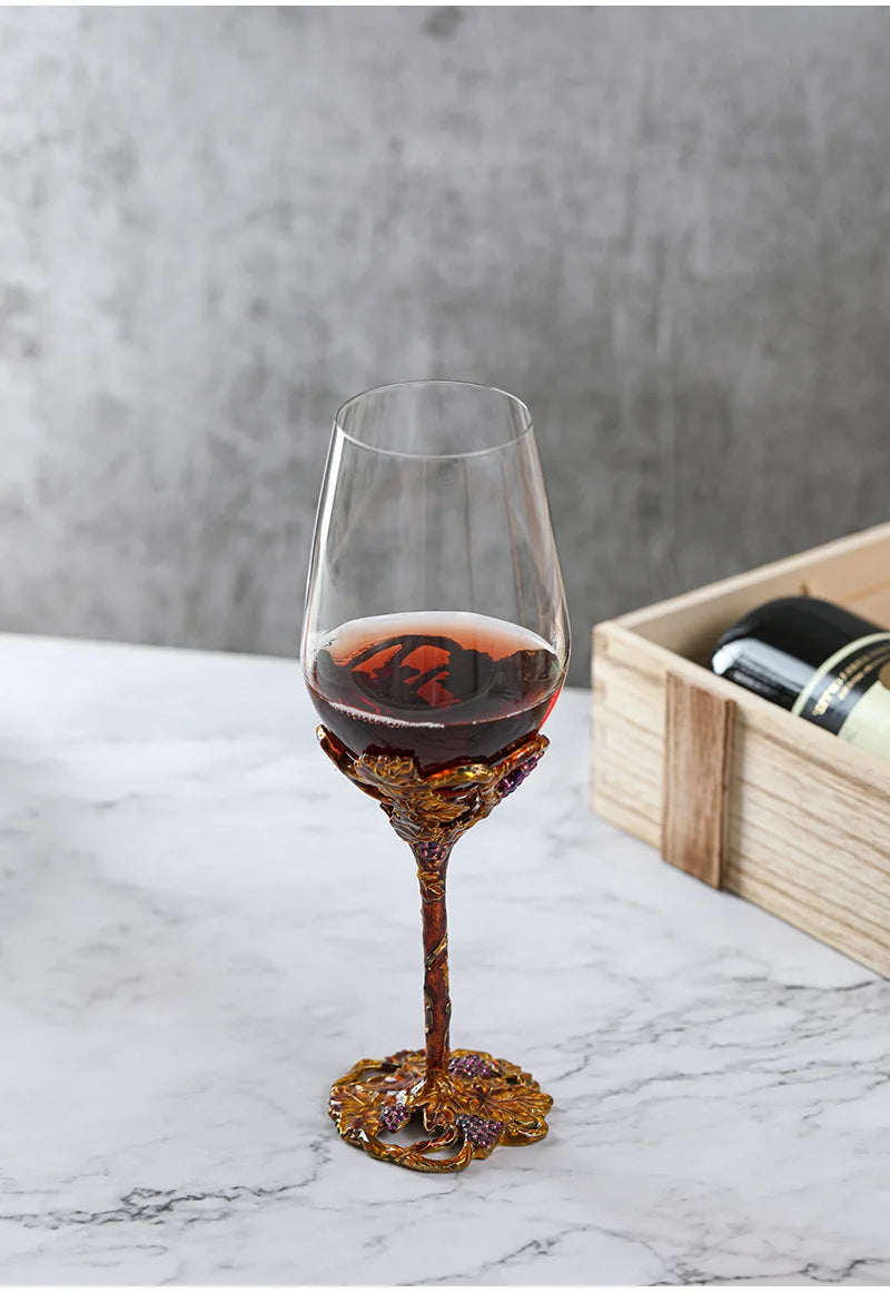 French Retro Enamel Decanter Wine Glass Set Crystal Decanter Red Wine Allocator Kitchen Drinkware Home Dispenser for Beverage