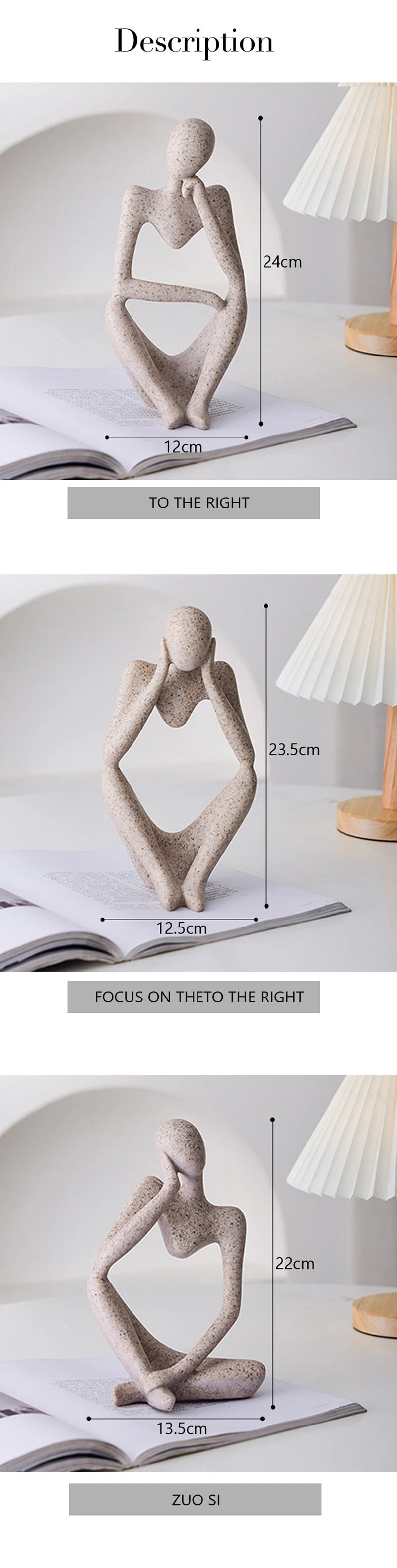 Nordic Abstract Woman Sculpture – Vilead Resin Thinker Figurine for Modern Home Decoration