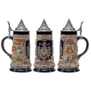 Engraved German Beer Mug – Ceramic Tankard Cup with Metal Lid, Creative Gift for Dad and Men