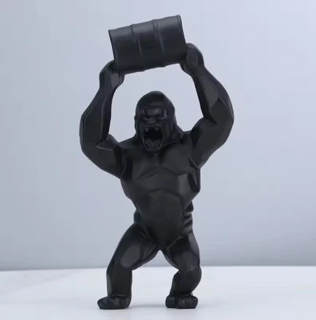 Modern Gorilla Resin Figurine – Creative Lift the Bucket Sculpture for Living Room & Tabletop Decor