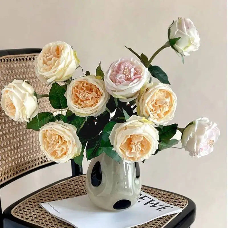 5Pc Hand-feeling Moisturizing Roses Austin Artificial Flowers Wedding Bride Bouquet Real Touch Rose Party Home Decoration Floral
