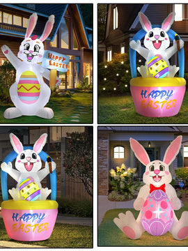 Easter Bunny Decoration for Home Outdoor Infalatable Rabbit Decor Party Garden Decor DIY Ornament with LED Light