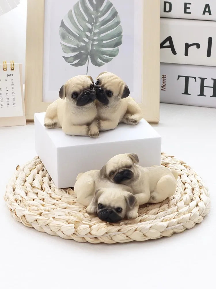 Pair of Pug Dog Statues – Resin Animal Ornaments for Home, Office & Children’s Birthday Gifts