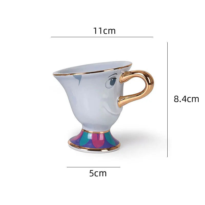Disney Teapot Cute Beauty Cartoon And The Beast Coffee Pots Mug Mrs Potts Chip Tea Pots Cup One Tea Sets Droshipping Gift