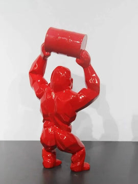 Modern Gorilla Resin Figurine – Creative Lift the Bucket Sculpture for Living Room & Tabletop Decor