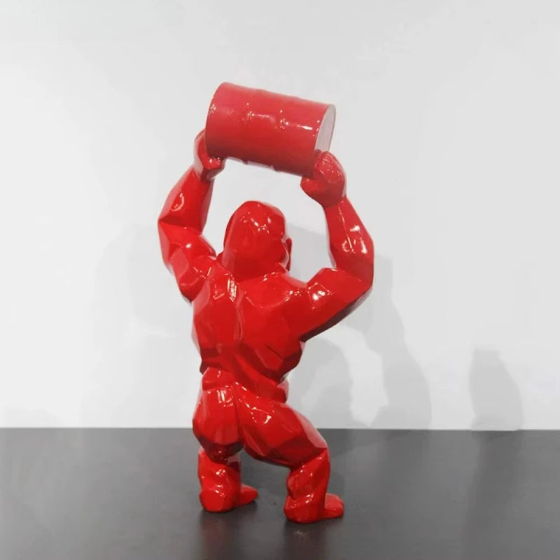 Modern Gorilla Resin Figurine – Creative Lift the Bucket Sculpture for Living Room & Tabletop Decor