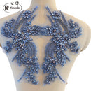 Handmade Rhinestone Flower Patches – 1 Pair Sparkling Mirror Glass Appliques for Gowns & Accessories