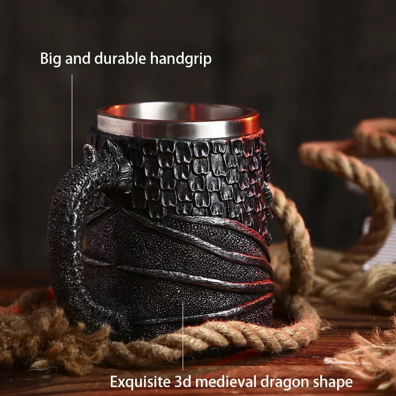 Medieval Dragon Resin Stainless Steel Mug As Coffee Cup Or Tea Mug