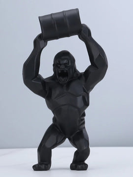Modern Gorilla Resin Figurine – Creative Lift the Bucket Sculpture for Living Room & Tabletop Decor