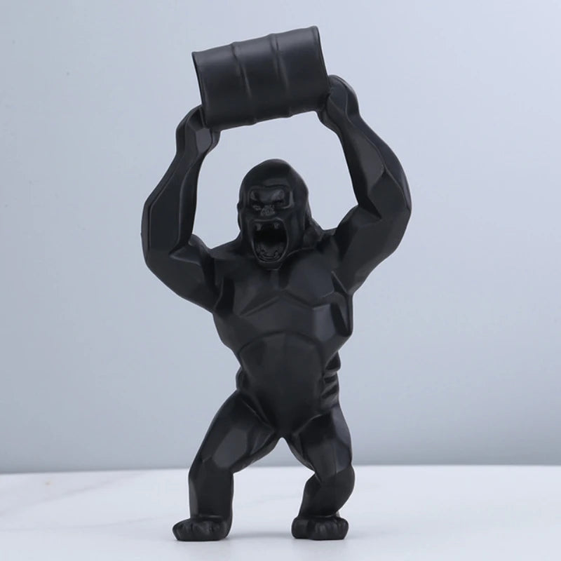 Modern Gorilla Resin Figurine – Creative Lift the Bucket Sculpture for Living Room & Tabletop Decor