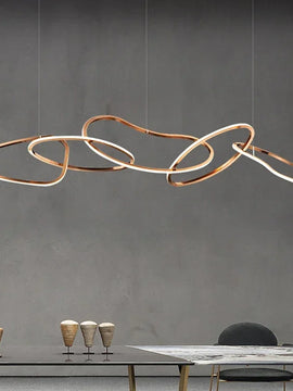 Rose Gold LED Chandelier – Modern Circle Rings Lustre, Hanging Lights for Home Decor