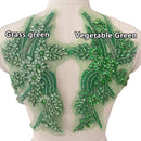 Handmade Rhinestone Flower Patches – 1 Pair Sparkling Mirror Glass Appliques for Gowns & Accessories