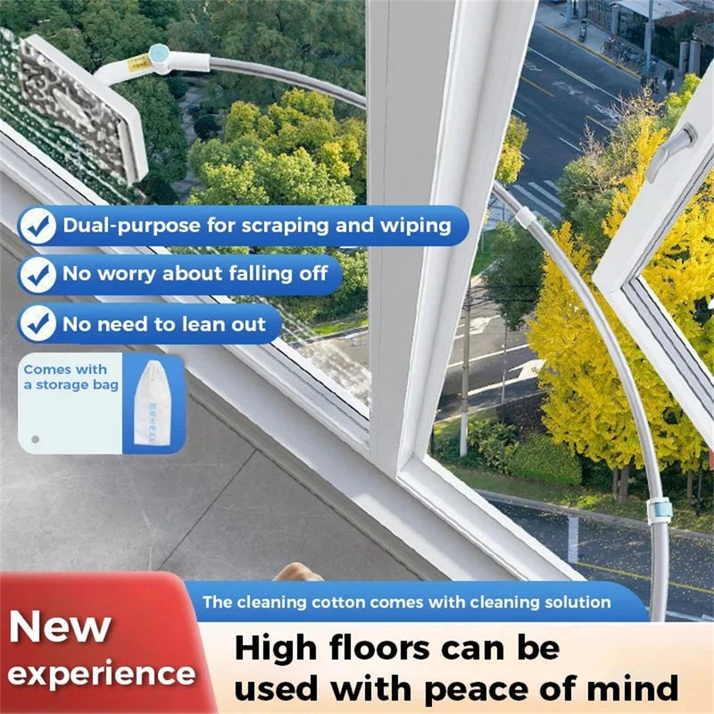 Household Glass Cleaning Brush – High-Rise Double-Sided Wiper for Easy Window Cleaning