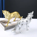 Nordic Geometric Wolf Statue – Modern Resin Animal Figurine for Home, Office & Living Room Decor