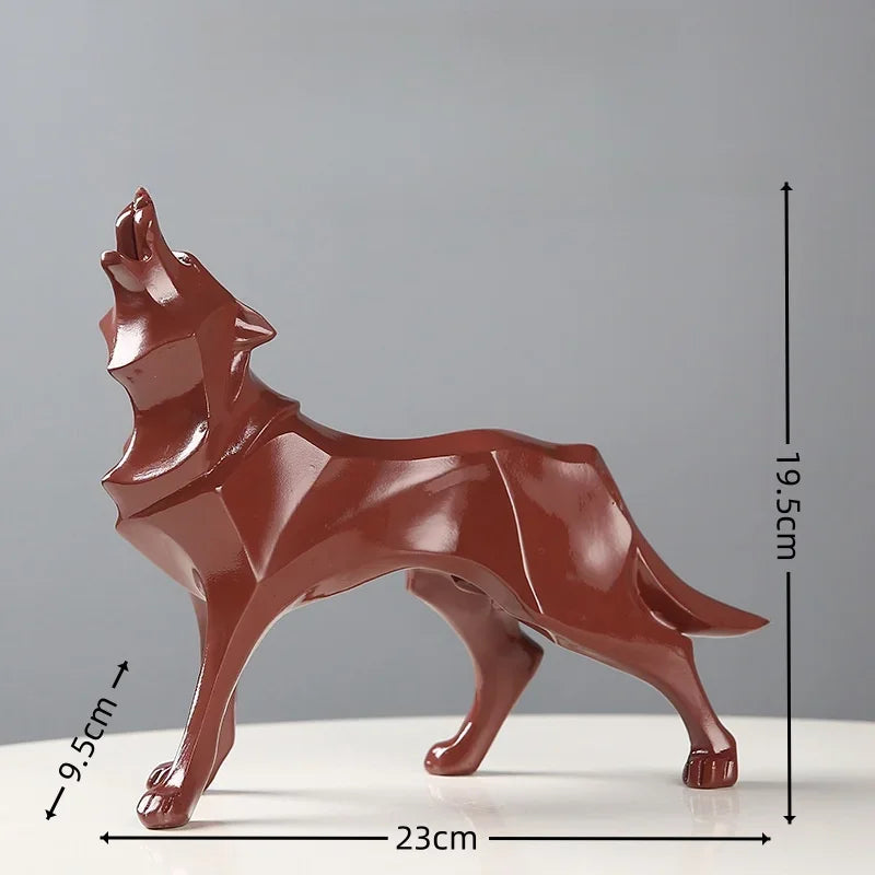 Nordic Geometric Wolf Statue – Modern Resin Animal Figurine for Home, Office & Living Room Decor