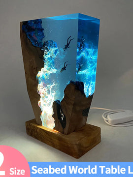 Resin Table Light Seabed Exploration Organism – Deep Sea Diver Night Light with 2 Divers for Home Office