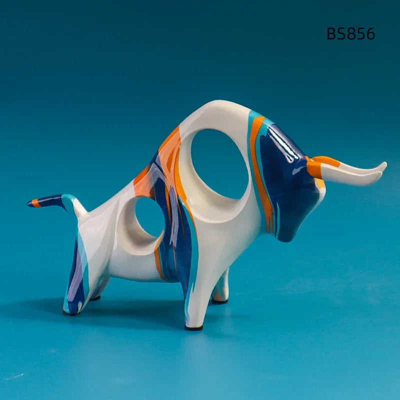 Creative Resin Bull Statue – Nordic Style Ox Figurine for Office Desk & Living Room Decor