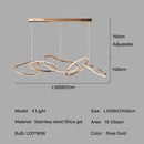 Rose Gold LED Chandelier – Modern Circle Rings Lustre, Hanging Lights for Home Decor