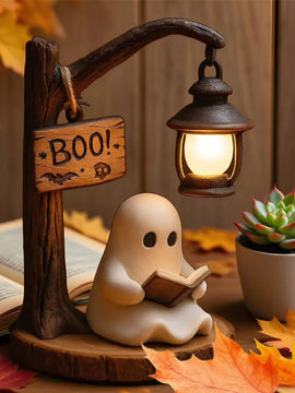 3D Resin Ghost Reading Lantern – Cute Halloween Ghost Night Light for Indoor Home Decor