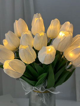 LED Lamp With Artificial Tulip Flower Bouquet Perfect For Gifts Or As Wedding Party Home Decorations
