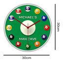 Neon Billiard Balls Wall Clock – LED Illuminated Glow in Dark Clock for Playroom, Bar, Snooker Game