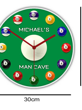 Neon Billiard Balls Wall Clock – LED Illuminated Glow in Dark Clock for Playroom, Bar, Snooker Game