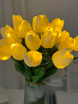 LED Lamp With Artificial Tulip Flower Bouquet Perfect For Gifts Or As Wedding Party Home Decorations