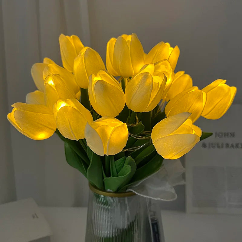 LED Tulip Flower Lamp Luminous Tulips Artificial Flower Lights Bouquet Gifts For Wedding Party Home Room Photo Props Decorations