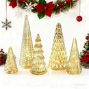 LED Trees Set of 5 Gold 3D Printed Modern Illuminated Christmas Figurines for Home, Party & Xmas Décor