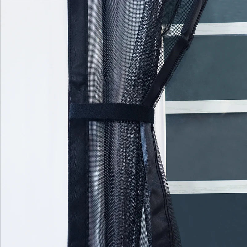 Insect-Proof Magnetic Screen Door – Black Mesh Curtain for Mosquito & Fly Protection Indoors