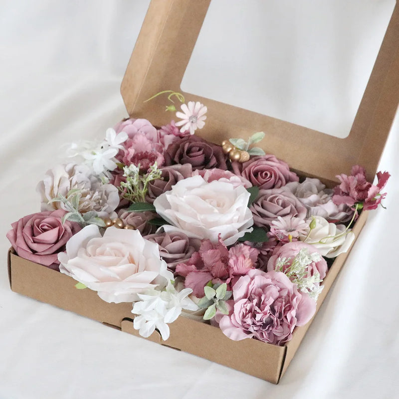 Artificial Rose Flowers Combo for DIY Wedding Bouquets Centerpieces Arrangements Party Baby Shower Home Decorations