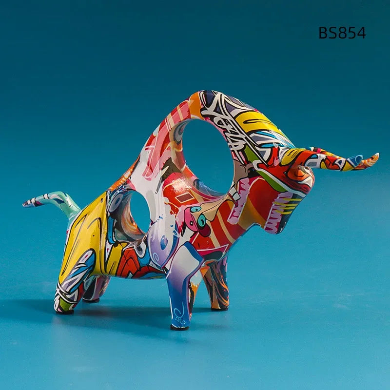 Creative Resin Bull Statue – Nordic Style Ox Figurine for Office Desk & Living Room Decor