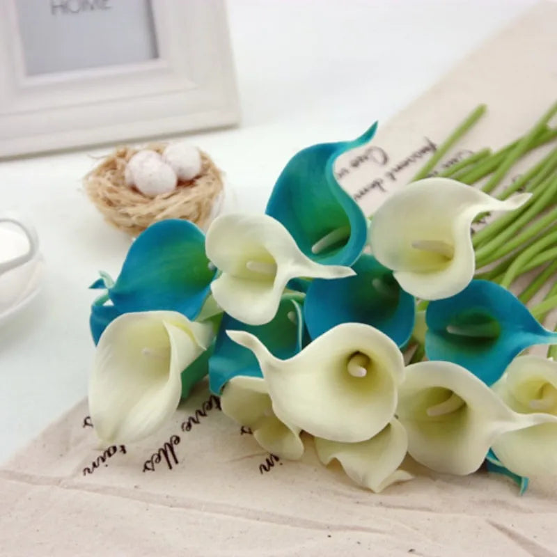 Single Stem Artificial Flowers, PU, Real Touch, Wedding Bouquet, Boutonniere, Home Furnishing, Decorative, 10Pcs