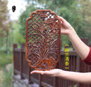 Handcrafted Camphor Wood Carving Wall Art – Chinese Classical Hollow Design for Elegant Home Decoration