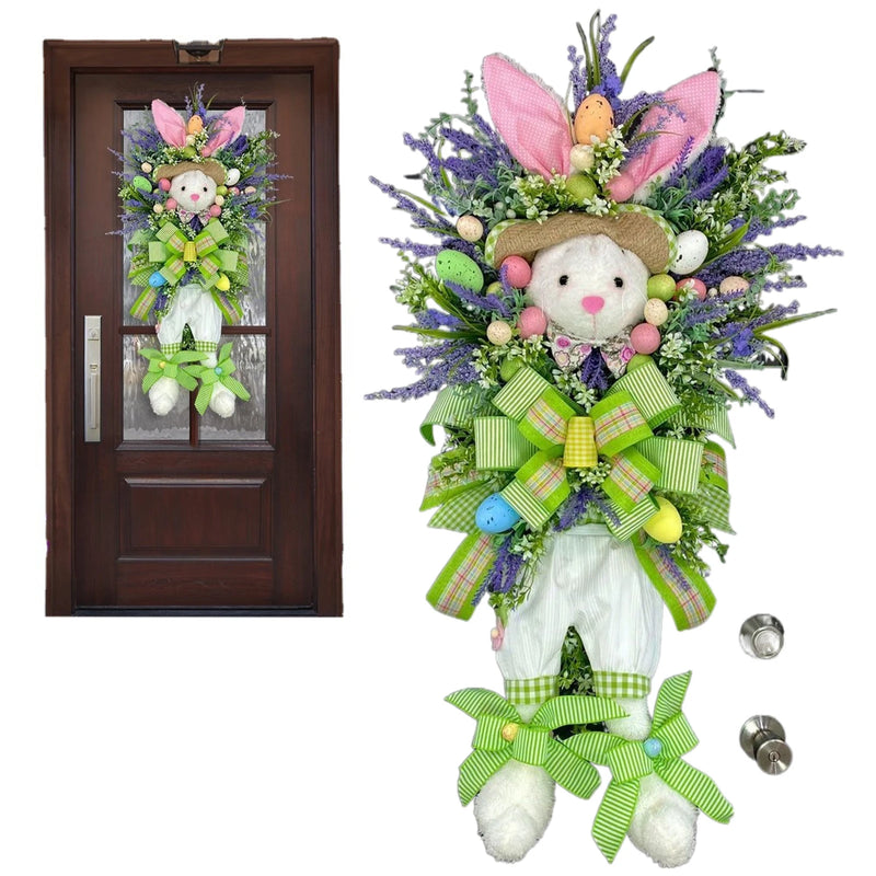 New Easter Bunny Wreath Colorful Door Wall Oranments Happy Easter Rabbit Home Party Creative Garland Festival Decoration