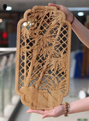 Handcrafted Camphor Wood Carving Wall Art – Chinese Classical Hollow Design for Elegant Home Decoration