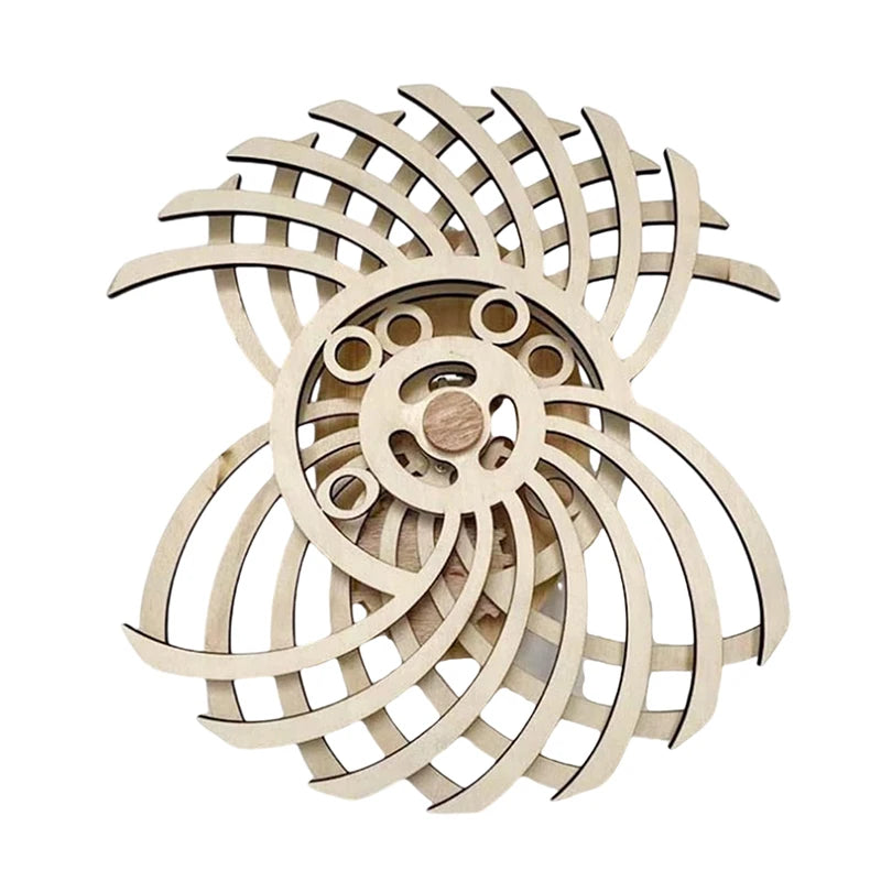 Wooden Kinetic Windmill Sculpture – Handmade Retro Motion Art Figurine for Table or Wall Decor