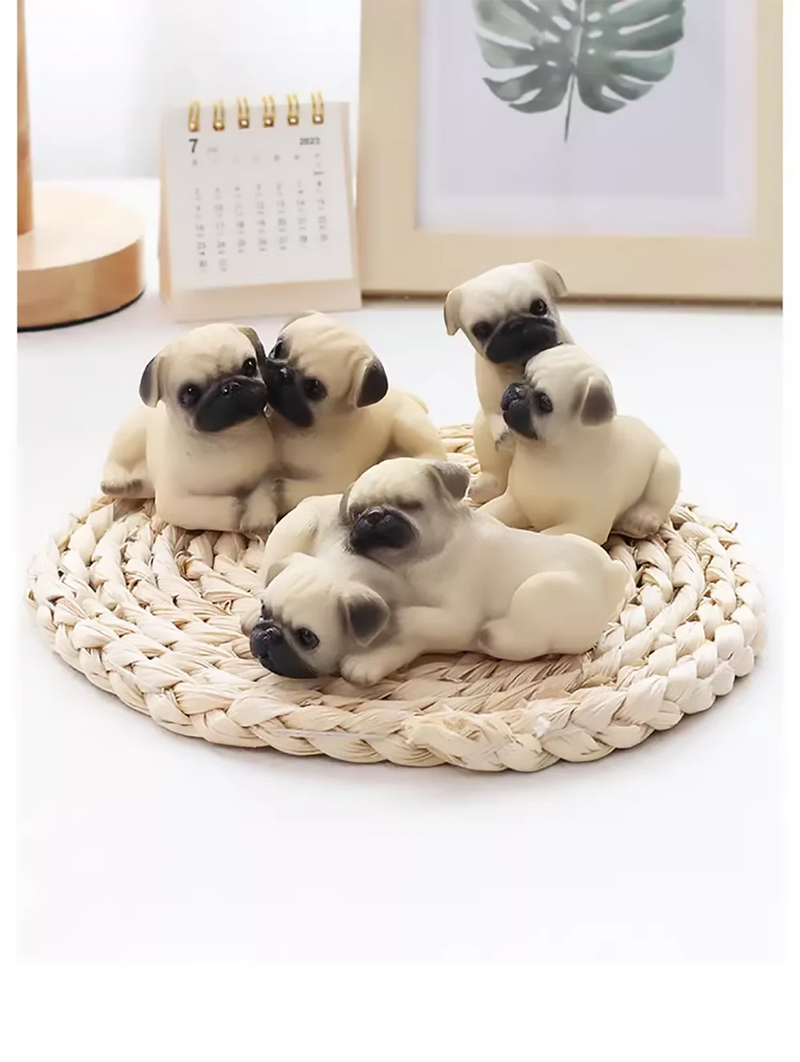 Pair of Pug Dog Statues – Resin Animal Ornaments for Home, Office & Children’s Birthday Gifts